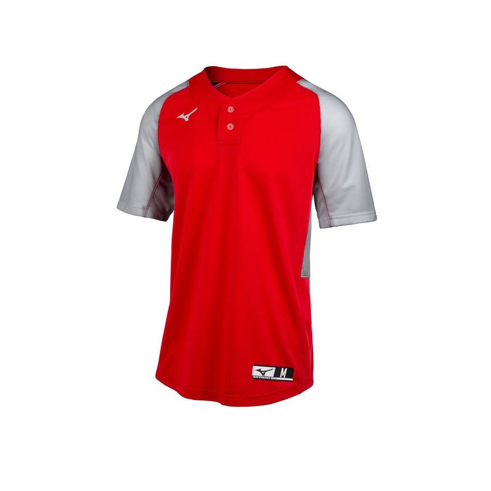 Maglia Mizuno Baseball Aerolite 2-Button Uomo - Rosse/Grigie - 64109-FPDM